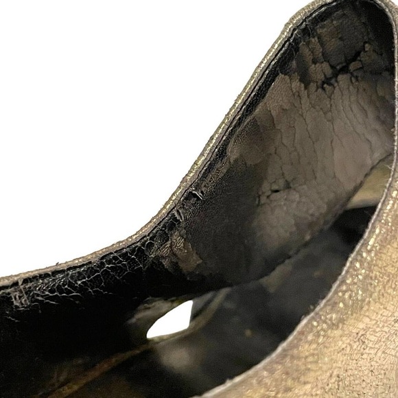 Nine West Silver Metallic Peep Toe Back Zip Stiletto Platform Heels 7.5 - Picture 9 of 10